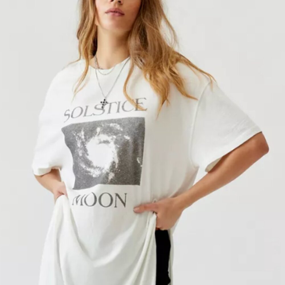 Urban Outfitters Women's Solstice Moon Tunic T-Shirt Dress SG1 Ivory S/M NWT